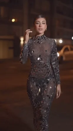 Embellishment | Dresses*Embellishment Rosina Long Sleeve Acrylic Mesh Maxi Dress