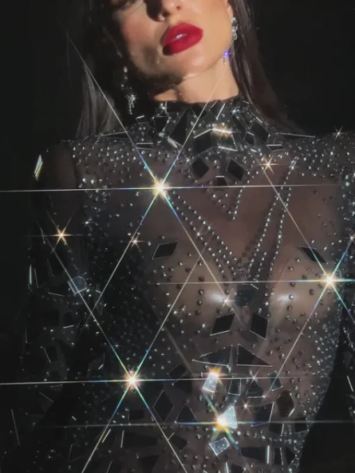 Embellishment | Dresses*Embellishment Rosina Long Sleeve Acrylic Mesh Maxi Dress