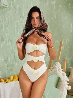 One Piece | Swimwear*Mew Mews Fashion Rox Strapless Flower One Piece Swimsuit