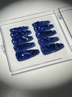 Press On Nails*Mew Mews Fashion Royal Blue Crystal Stilleto Handmade Press On Nails