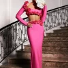 Sets & Co-ords*Bandage Rufus Flower Skirt Set In Hot Pink