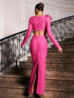 Sets & Co-ords*Bandage Rufus Flower Skirt Set In Hot Pink