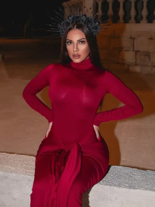 Dresses*Mew Mews Fashion Rumaysa Long Sleeve Twisted Maxi Dress In Red