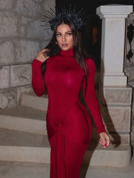 Dresses*Mew Mews Fashion Rumaysa Long Sleeve Twisted Maxi Dress In Red
