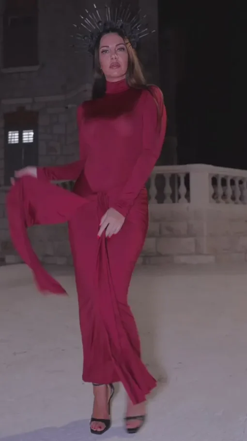 Dresses*Mew Mews Fashion Rumaysa Long Sleeve Twisted Maxi Dress In Red