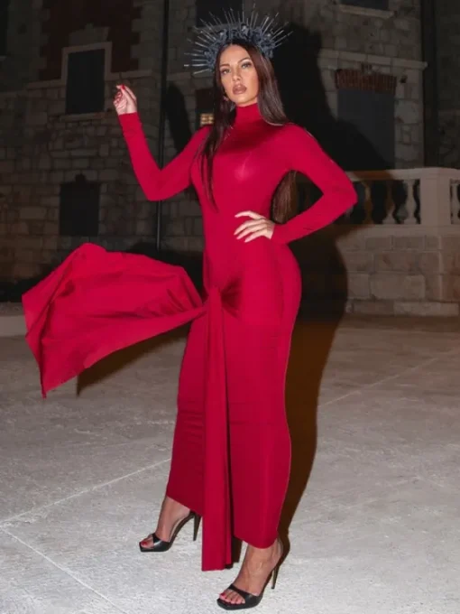 Dresses*Mew Mews Fashion Rumaysa Long Sleeve Twisted Maxi Dress In Red