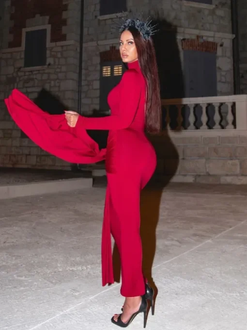 Dresses*Mew Mews Fashion Rumaysa Long Sleeve Twisted Maxi Dress In Red