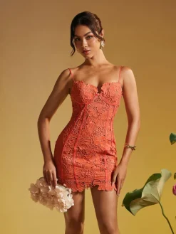Dresses | Mini Dresses*Mew Mews Fashion Sacha Spaghetti Floral Embroidered Mini Dress