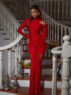 Dresses | Mini Dresses*Mew Mews Fashion Samantha Long Sleeve Draped Mini Dress