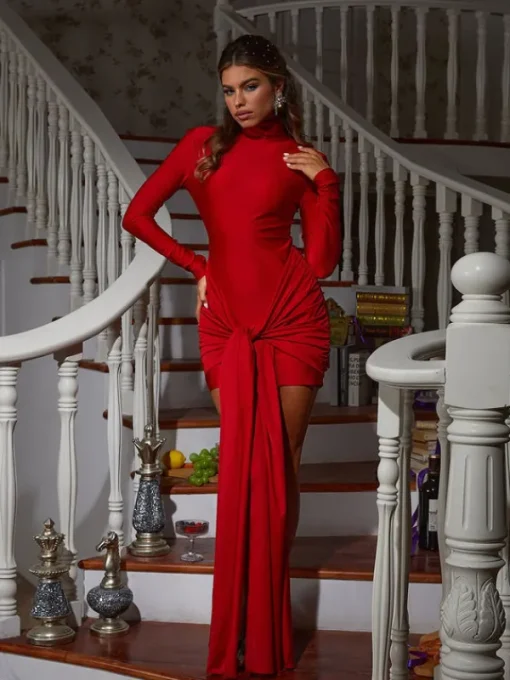 Dresses | Mini Dresses*Mew Mews Fashion Samantha Long Sleeve Draped Mini Dress