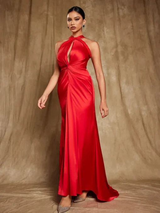 Dresses | Maxi Dresses*Mew Mews Fashion Samson Halterneck Satin Maxi Dress