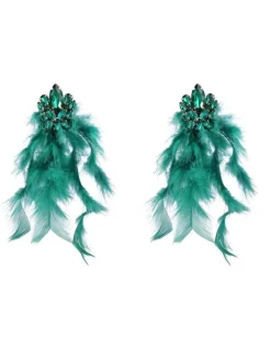 Earrings*Mew Mews Fashion Sayda Rhinestone Feather Earrings