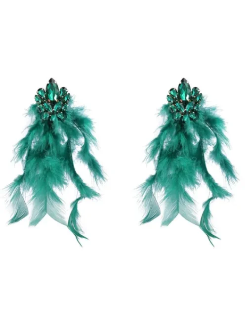 Earrings*Mew Mews Fashion Sayda Rhinestone Feather Earrings