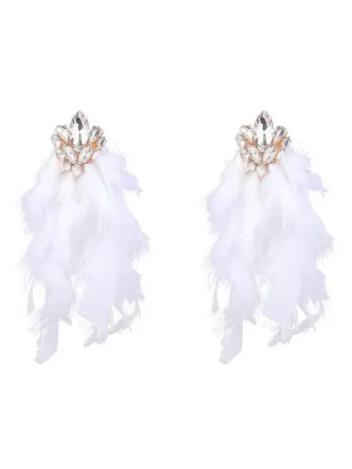Earrings*Mew Mews Fashion Sayda Rhinestone Feather Earrings