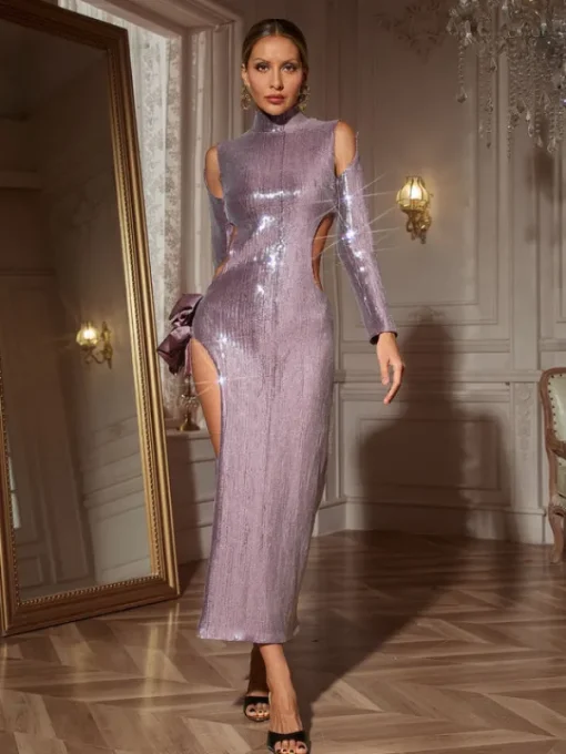 Dresses | Maxi Dresses*Mew Mews Fashion Seabi Long Sleeve Sequin Cutout Maxi Dress