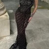 Embellishment | Dresses*Embellishment Seaol Strapless Rhinestone Fringe Mesh Dress