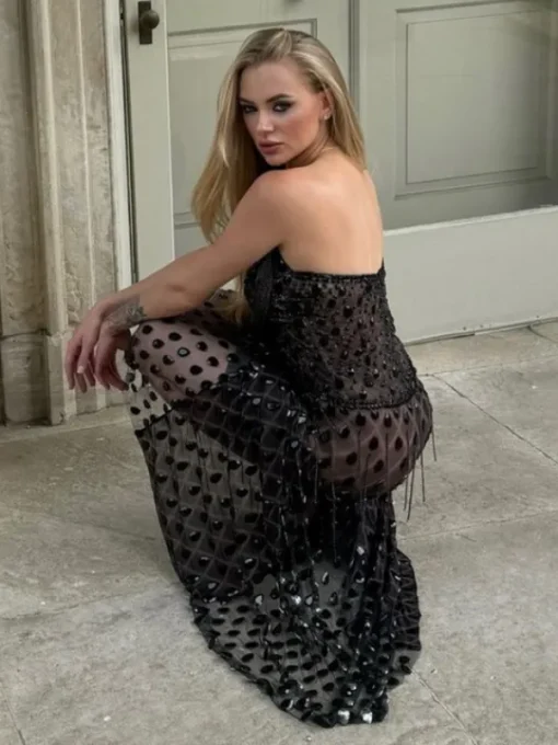Embellishment | Dresses*Embellishment Seaol Strapless Rhinestone Fringe Mesh Dress