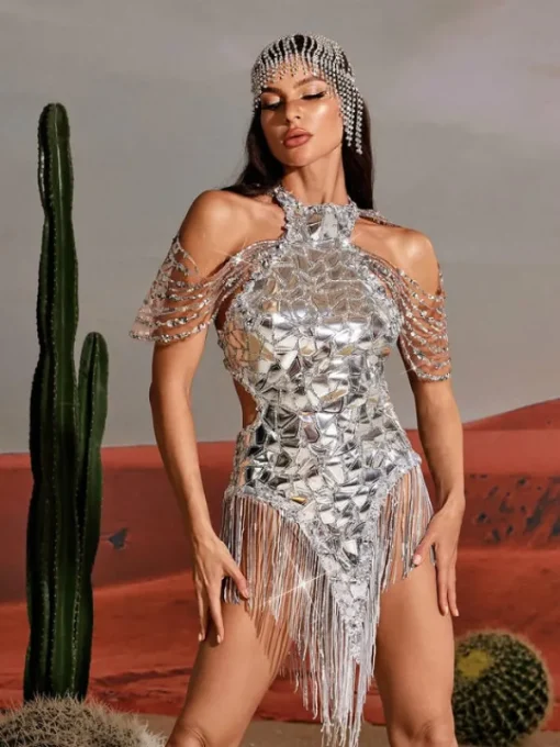 Embellishment | Dresses*Embellishment O/S Seppe Sequin Fringe Cutout Mini Dress