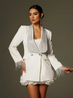 Coats & Jackets*Mew Mews Fashion Seraphilus Rhinestone Button Up Blazer