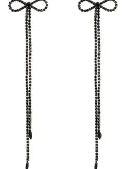 Earrings*Mew Mews Fashion Shalini Rhinestone Bow Long Chain Earrings