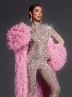 Coats & Jackets*Jiu Bajia O/S Shaquanna Tulle Coat In Pink