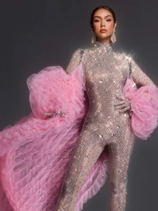 Coats & Jackets*Jiu Bajia O/S Shaquanna Tulle Coat In Pink