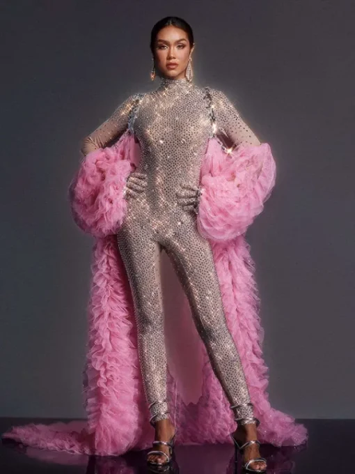 Coats & Jackets*Jiu Bajia O/S Shaquanna Tulle Coat In Pink