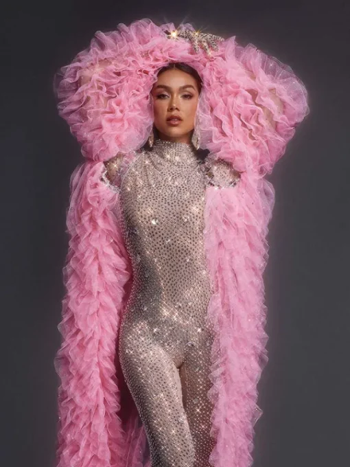 Coats & Jackets*Jiu Bajia O/S Shaquanna Tulle Coat In Pink