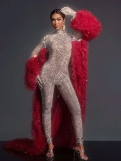 Coats & Jackets*Jiu Bajia O/S Shaquanna Tulle Coat In Red