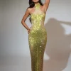 Dresses | Maxi Dresses*Jiu Bajia O/S Shawnette Ombre Halterneck Rhinestone Maxi Dress In Yellow