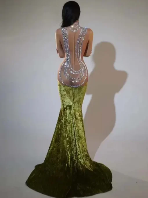 Dresses | Maxi Dresses*Jiu Bajia O/S Shelyn Rhinestone Velvet Mermaid Maxi Dress