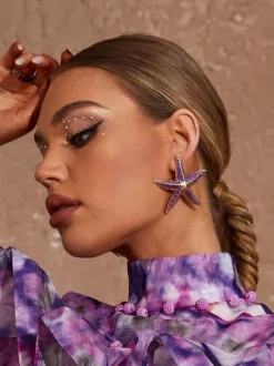 Earrings*Mew Mews Fashion Shepherd Starfish Earrings In Purple