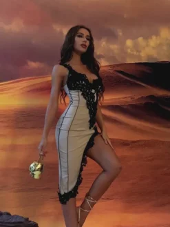 Dresses | Midi Dresses*Mew Mews Fashion Simran Lace Asymmetric Midi Dress