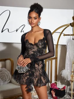 Dresses | Mini Dresses*Mew Mews Fashion Snorri Spaghetti Lace Mini Dress With Shrug