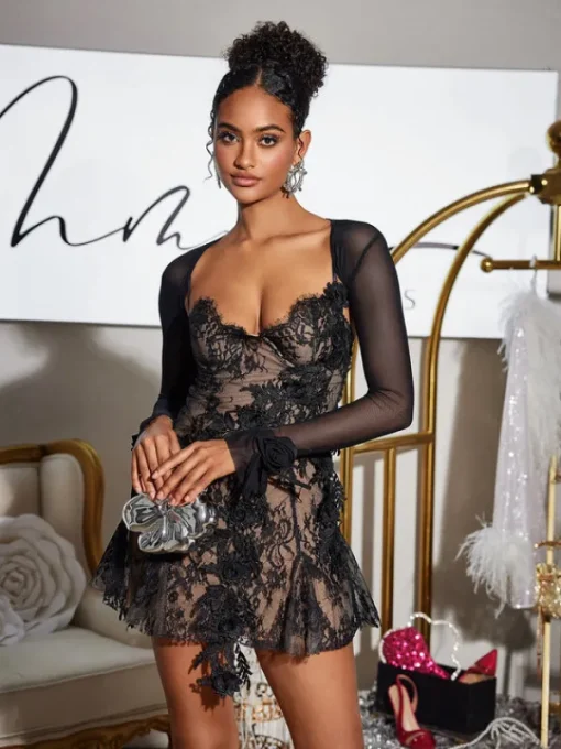 Dresses | Mini Dresses*Mew Mews Fashion Snorri Spaghetti Lace Mini Dress With Shrug