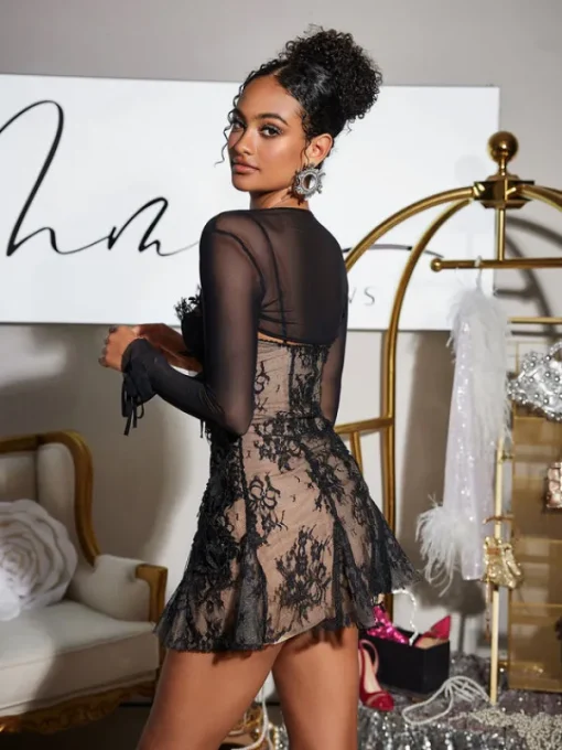 Dresses | Mini Dresses*Mew Mews Fashion Snorri Spaghetti Lace Mini Dress With Shrug