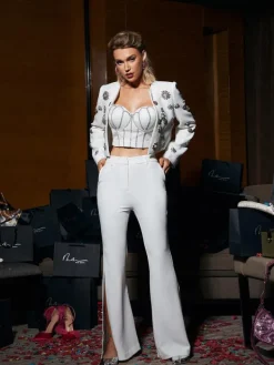 Tops*Mew Mews Fashion Solveig Crystal Corset Top In White