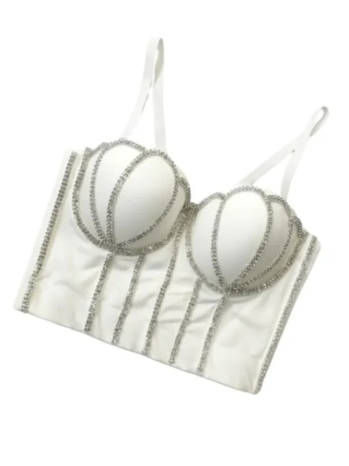Tops*Mew Mews Fashion Solveig Crystal Corset Top In White