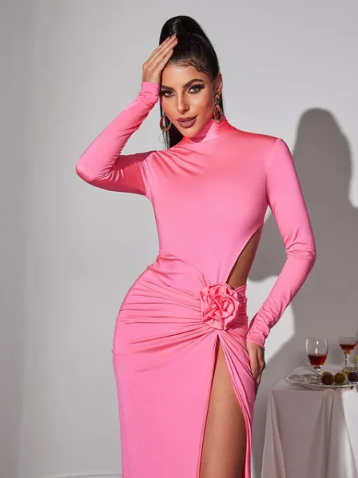 Dresses*Mew Mews Fashion Solvi Long Sleeve Flower Split Maxi Dress