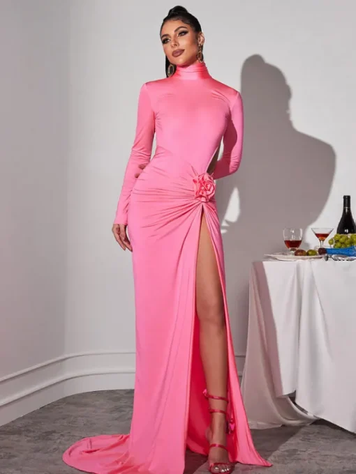Dresses*Mew Mews Fashion Solvi Long Sleeve Flower Split Maxi Dress