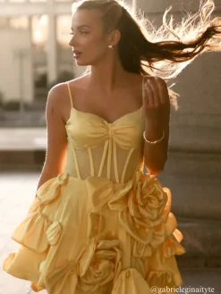 Dresses*Mew Mews Fashion Stanski Spaghetti Flower Satin Mini Dress