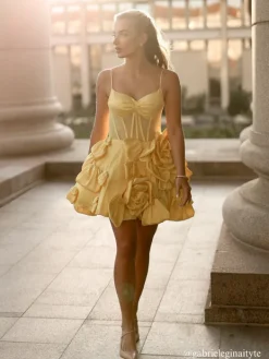 Dresses*Mew Mews Fashion Stanski Spaghetti Flower Satin Mini Dress