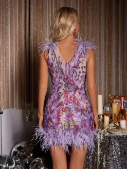 Dresses | Mini Dresses*Mew Mews Fashion Susie Sequin Feather Mini Dress