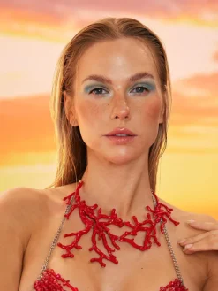 Necklaces*Mew Mews Fashion Suzume Red Coral Necklace