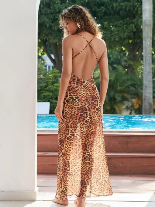 Dresses*Mew Mews Fashion Svea Lace Leopard Printed Maxi Dress