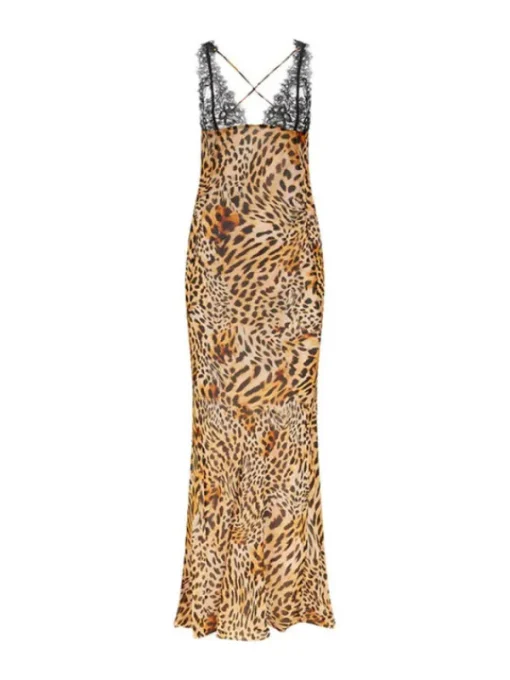 Dresses*Mew Mews Fashion Svea Lace Leopard Printed Maxi Dress