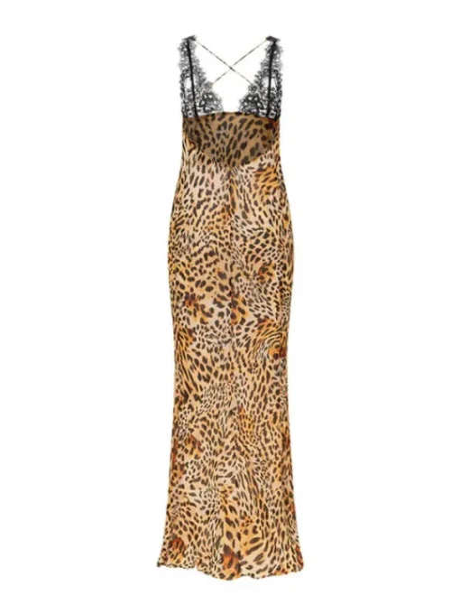 Dresses*Mew Mews Fashion Svea Lace Leopard Printed Maxi Dress