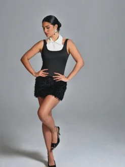 Dresses | Mini Dresses*Mew Mews Fashion Tatami Sleeveless Fur Trimmed Mini Dress