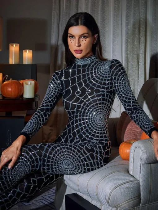 Jumpsuits & Romper*Mew Mews Fashion Teah Long Sleeve Cobweb Jumpsuit