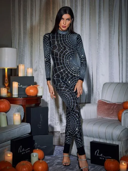 Jumpsuits & Romper*Mew Mews Fashion Teah Long Sleeve Cobweb Jumpsuit